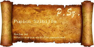 Pupics Szibilla névjegykártya
